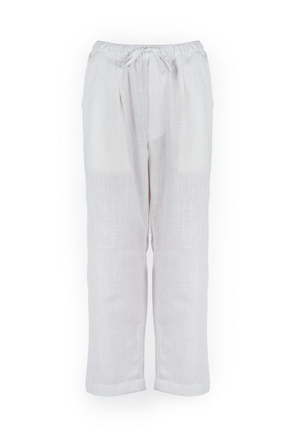 Cotton And Linen Blend Drawstring Trousers