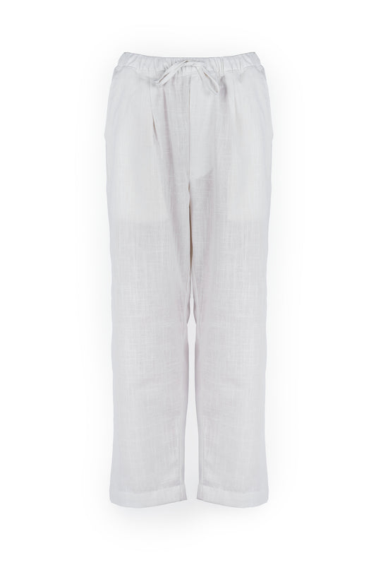 Cotton And Linen Blend Drawstring Trousers